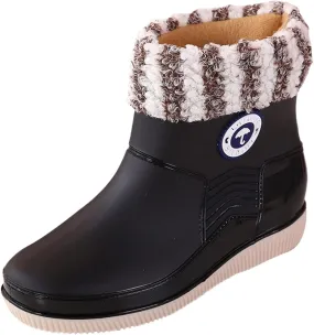 AMDBEL Rain Boots for Women Waterproof, Botas de Lluvia para Mujer impermeables, Women Rain Boots Black Waterproof Mid Calf Lightweight Cute Booties Fashion Out Work Outdoor Garden Shoes