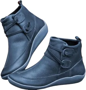 Ankle Boots for Women Arch Support Womens Low Heel Fashion Zipper Booties Casual Walking Short Bootie Slip On Vintage Leather Ladies Sneaker