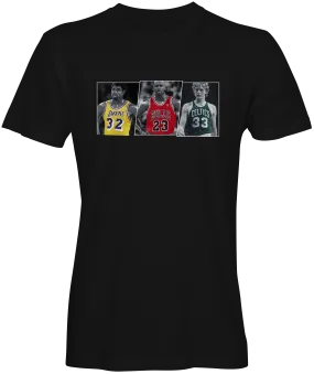 Basketball Legends Magic Jordan and Bird Collage T-shirt