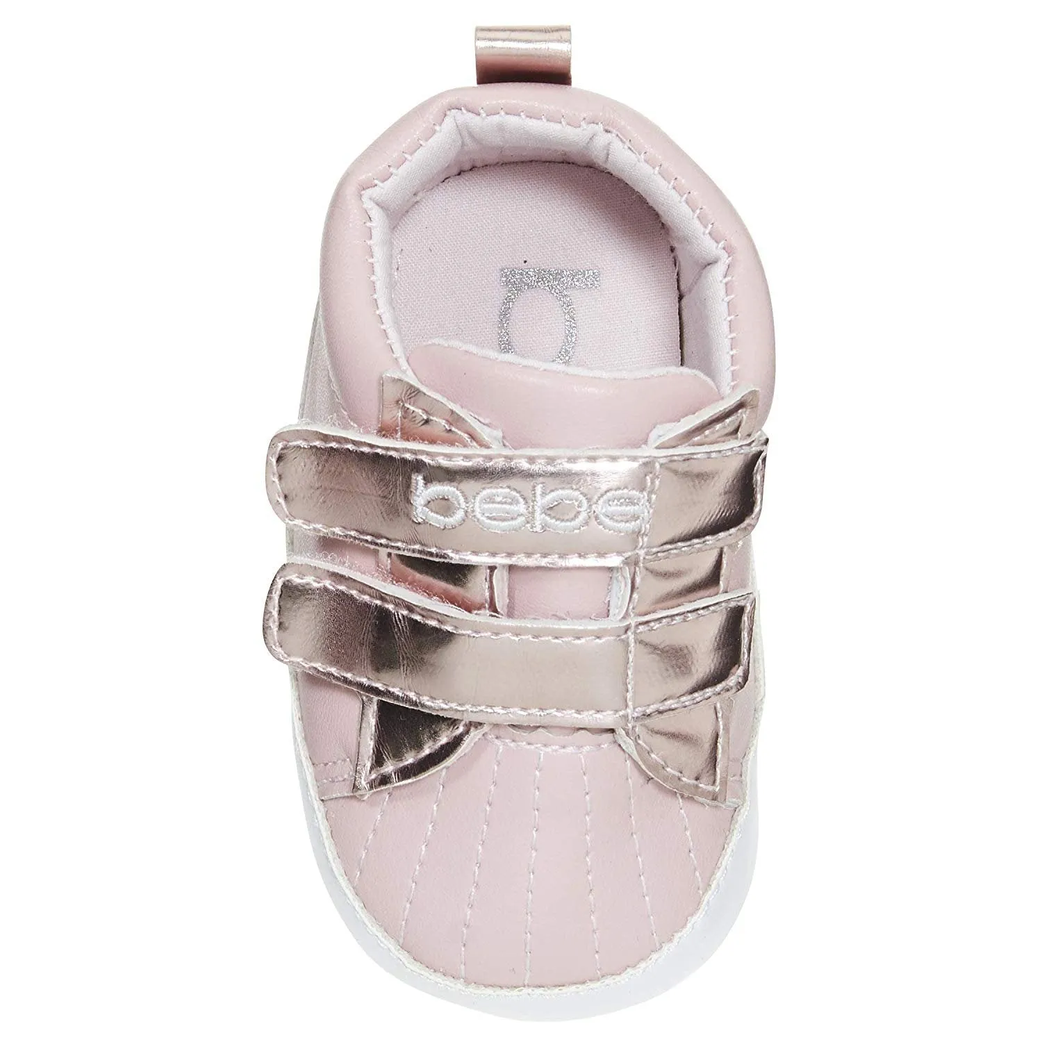 bebe Infant Girls Sneakers with Metallic Touch Fastener Straps Laceless Shoes