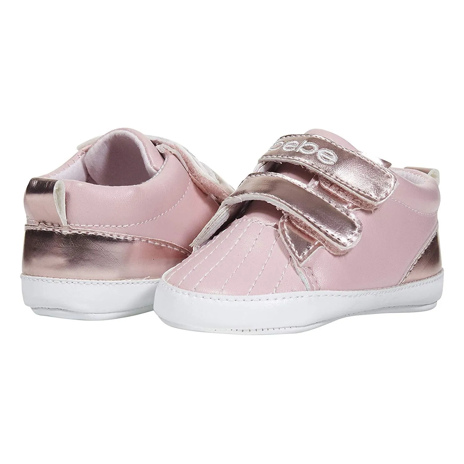 bebe Infant Girls Sneakers with Metallic Touch Fastener Straps Laceless Shoes