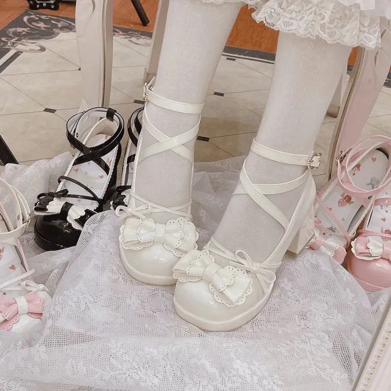 binfenxie  -  New Sweet Lolita High Heel Shoes Jk Girls Cute Round-toe Princess Girls' Shoes Casual Japanese Goth Women's Shoes