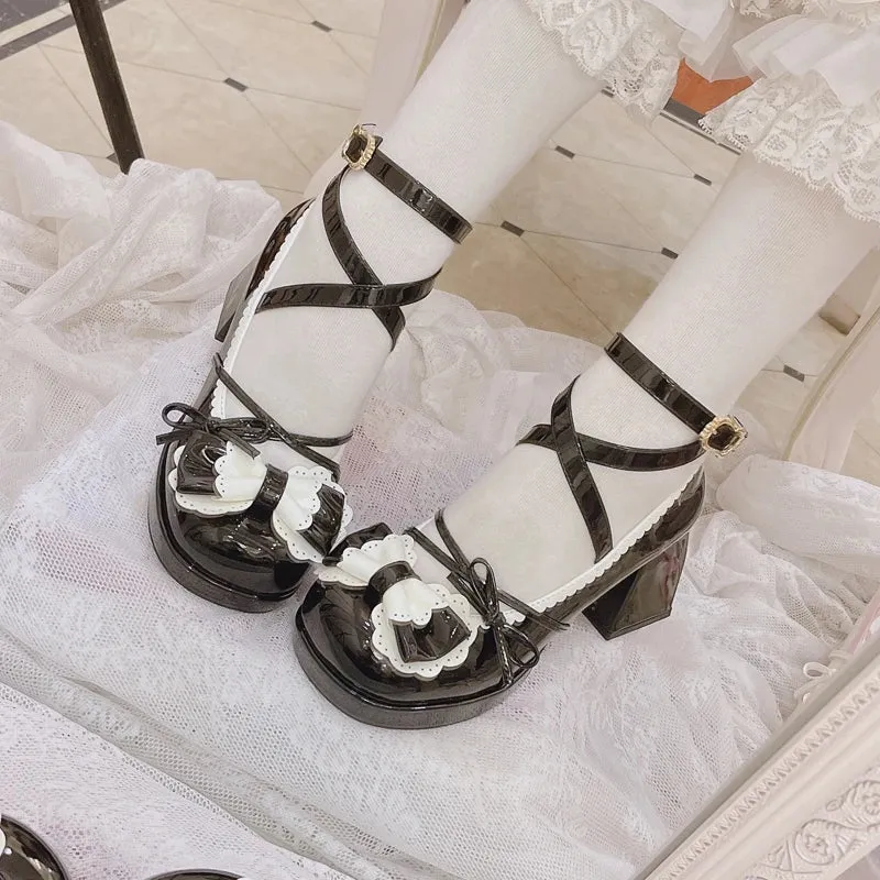 binfenxie  -  New Sweet Lolita High Heel Shoes Jk Girls Cute Round-toe Princess Girls' Shoes Casual Japanese Goth Women's Shoes