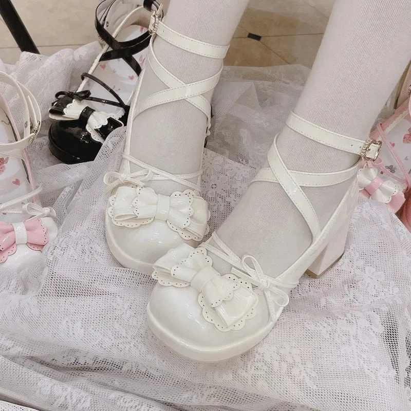 binfenxie  -  New Sweet Lolita High Heel Shoes Jk Girls Cute Round-toe Princess Girls' Shoes Casual Japanese Goth Women's Shoes
