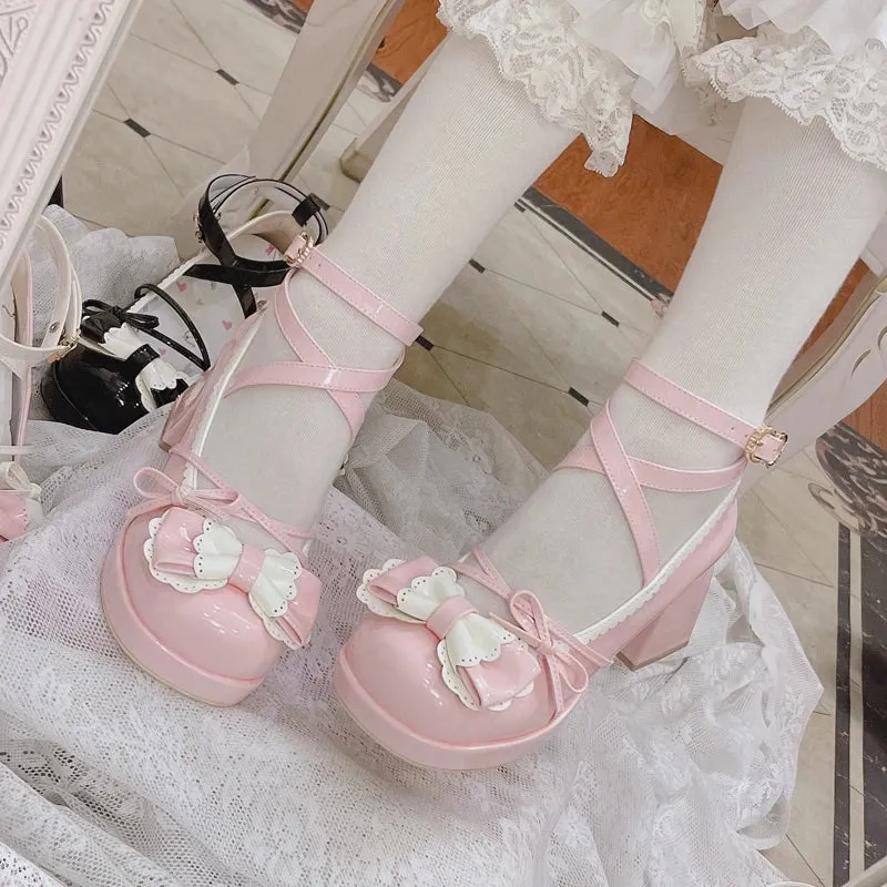 binfenxie  -  New Sweet Lolita High Heel Shoes Jk Girls Cute Round-toe Princess Girls' Shoes Casual Japanese Goth Women's Shoes