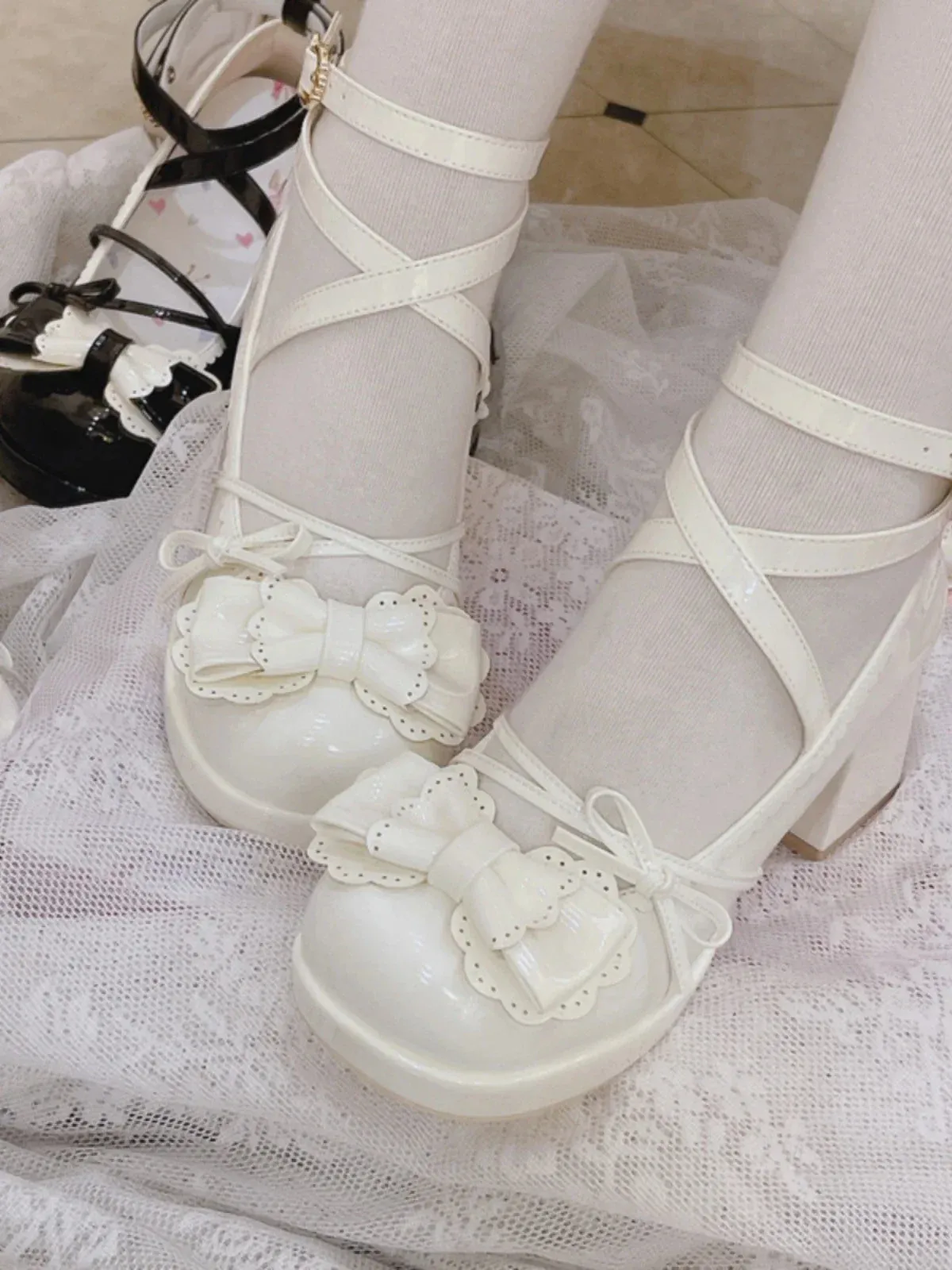 binfenxie  -  New Sweet Lolita High Heel Shoes Jk Girls Cute Round-toe Princess Girls' Shoes Casual Japanese Goth Women's Shoes