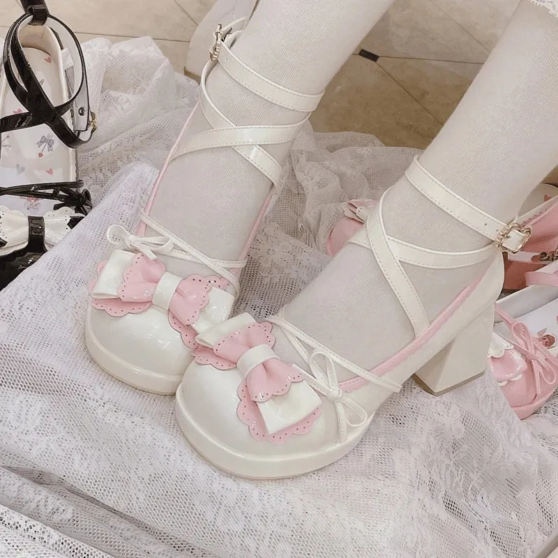 binfenxie  -  New Sweet Lolita High Heel Shoes Jk Girls Cute Round-toe Princess Girls' Shoes Casual Japanese Goth Women's Shoes