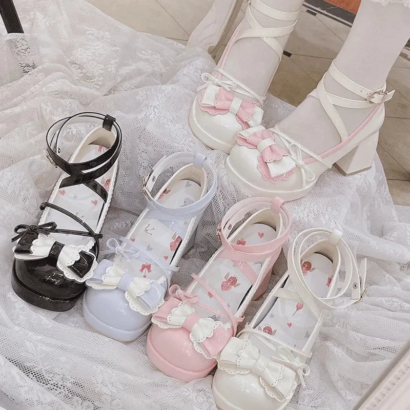 binfenxie  -  New Sweet Lolita High Heel Shoes Jk Girls Cute Round-toe Princess Girls' Shoes Casual Japanese Goth Women's Shoes