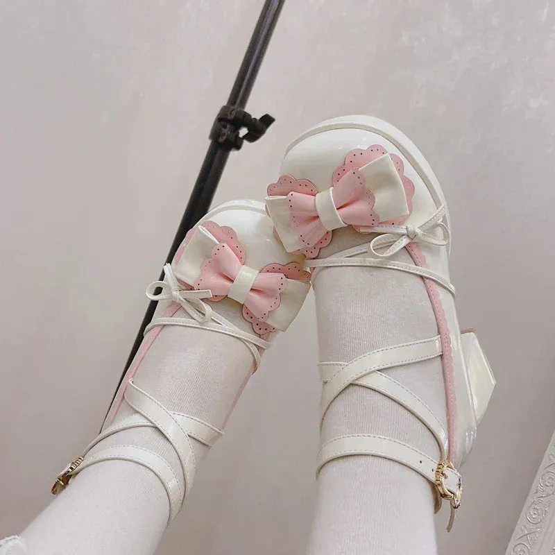 binfenxie  -  New Sweet Lolita High Heel Shoes Jk Girls Cute Round-toe Princess Girls' Shoes Casual Japanese Goth Women's Shoes