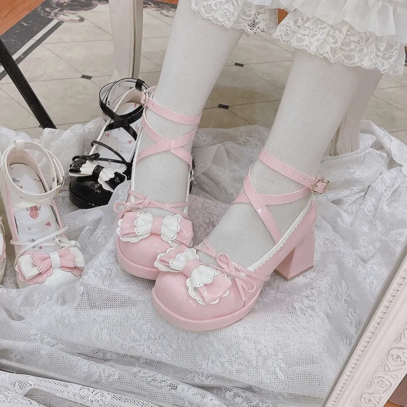 binfenxie  -  New Sweet Lolita High Heel Shoes Jk Girls Cute Round-toe Princess Girls' Shoes Casual Japanese Goth Women's Shoes