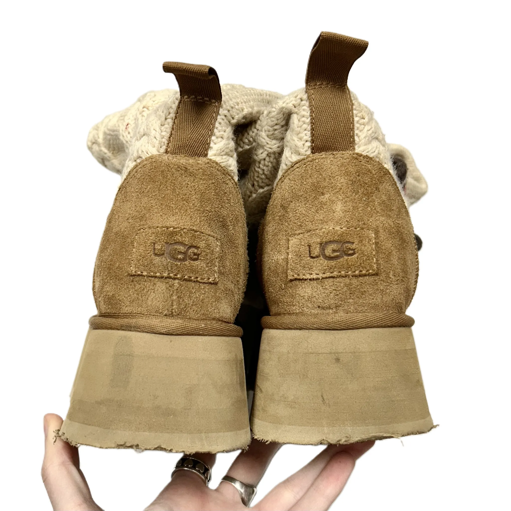 Boots Over-the-knee Heels By Ugg In Brown & Cream, Size: 8
