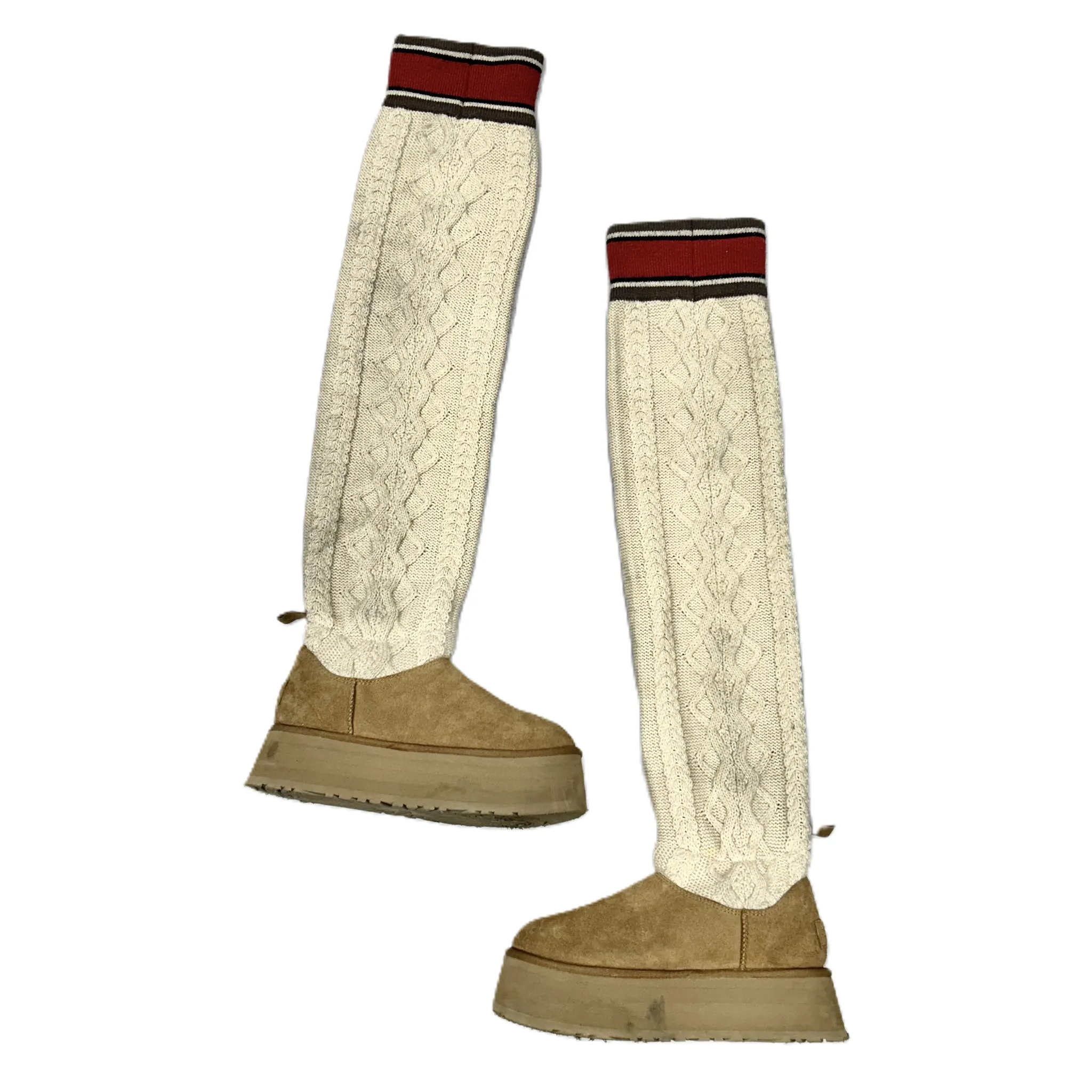 Boots Over-the-knee Heels By Ugg In Brown & Cream, Size: 8