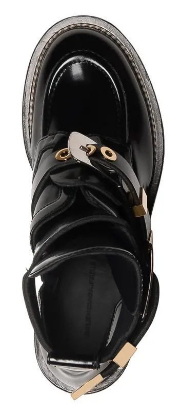 'Ceinture' Black Cut-Out Leather Ankle Boots - Black