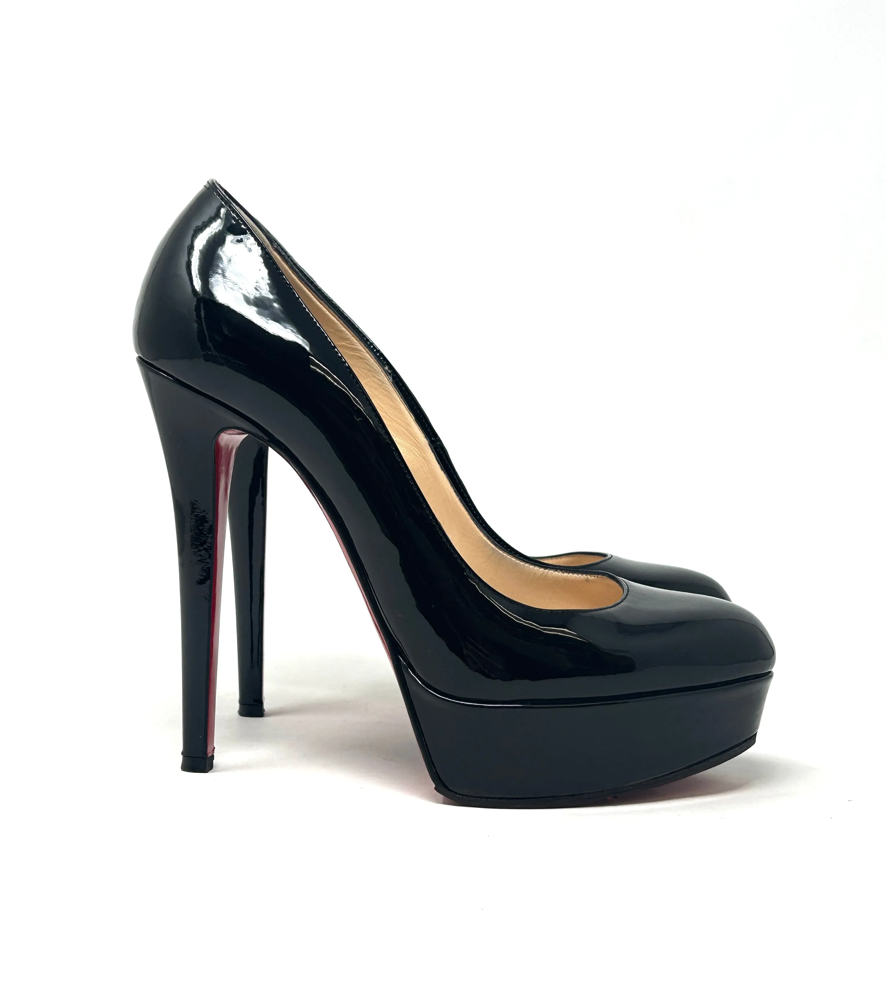Christian Louboutin Bianca 120 Black Patent Leather Platform Pump Heels 36 UK 3