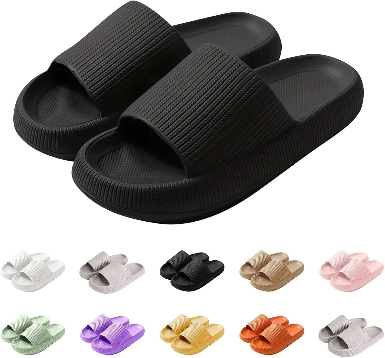 Cloud Slippers for Women and Men Pillow Slippers Super Soft Summer Lightweight Non-Slip Platform Sandals for Bathroom Indoor Outdoor Easy To Clean