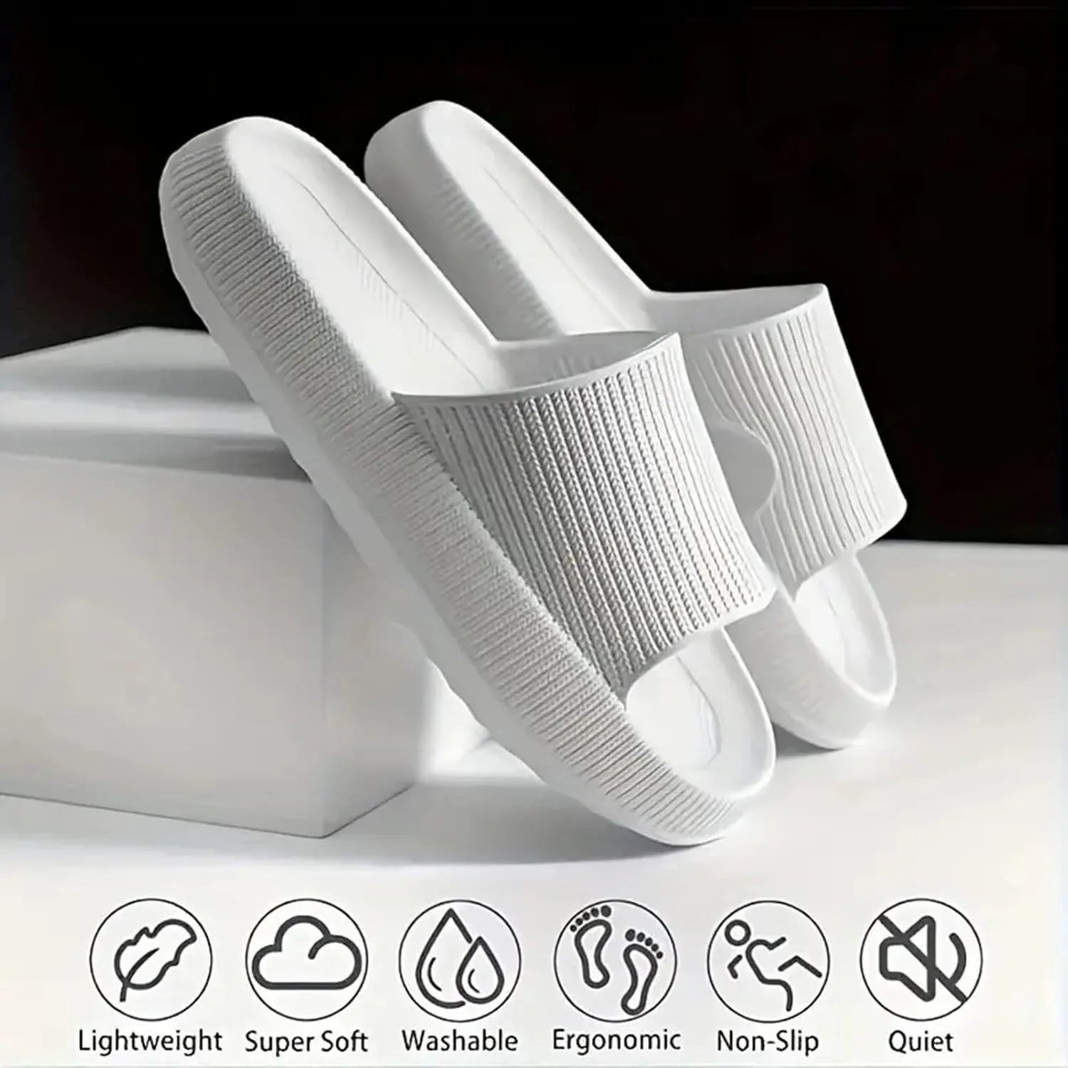 Cloud Slippers for Women and Men Pillow Slippers Super Soft Summer Lightweight Non-Slip Platform Sandals for Bathroom Indoor Outdoor Easy To Clean