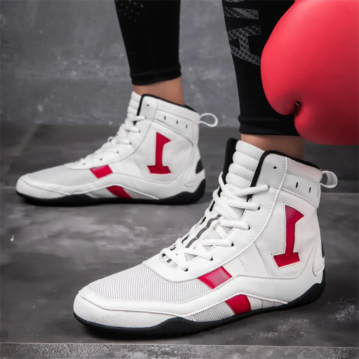 Cmadolrs Men's and Women's high top Wrestling Boxing Shoes Anti-Skid Fighting Training Competition Sports Shoes Sports Casual Shoes Gymnastics Boots
