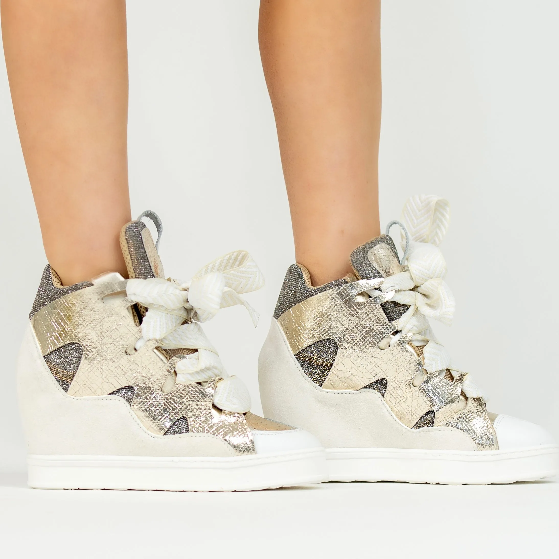 Courageous Metallic Gold ( White Laces)
