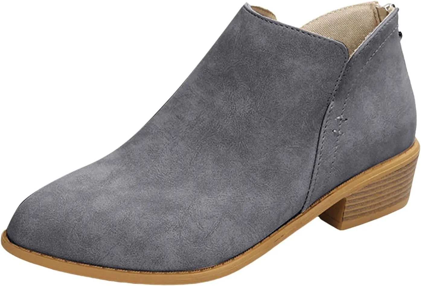 Cowboy Boots for Women Ankle Boots for Women Low Heel Fashion Barefoot Shoes Women Pull on Pointed Toe Chunky Heels