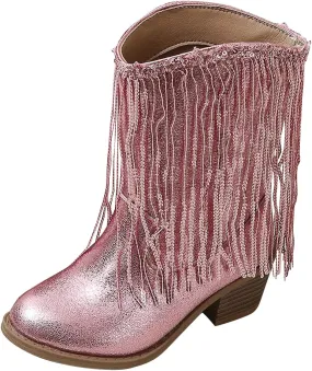 Cowboy Tassel Boots With Side Zipper For Kids Baby Toddler Girls aterproof occasins Flat Shoes Outdoor Slip On Shoes
