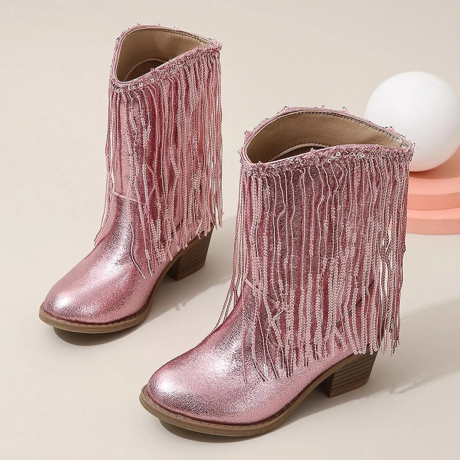 Cowboy Tassel Boots With Side Zipper For Kids Baby Toddler Girls aterproof occasins Flat Shoes Outdoor Slip On Shoes