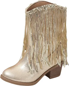 Cowboy Tassel Boots With Side Zipper For Kids Baby Toddler Girls aterproof occasins Flat Shoes Outdoor Slip On Shoes