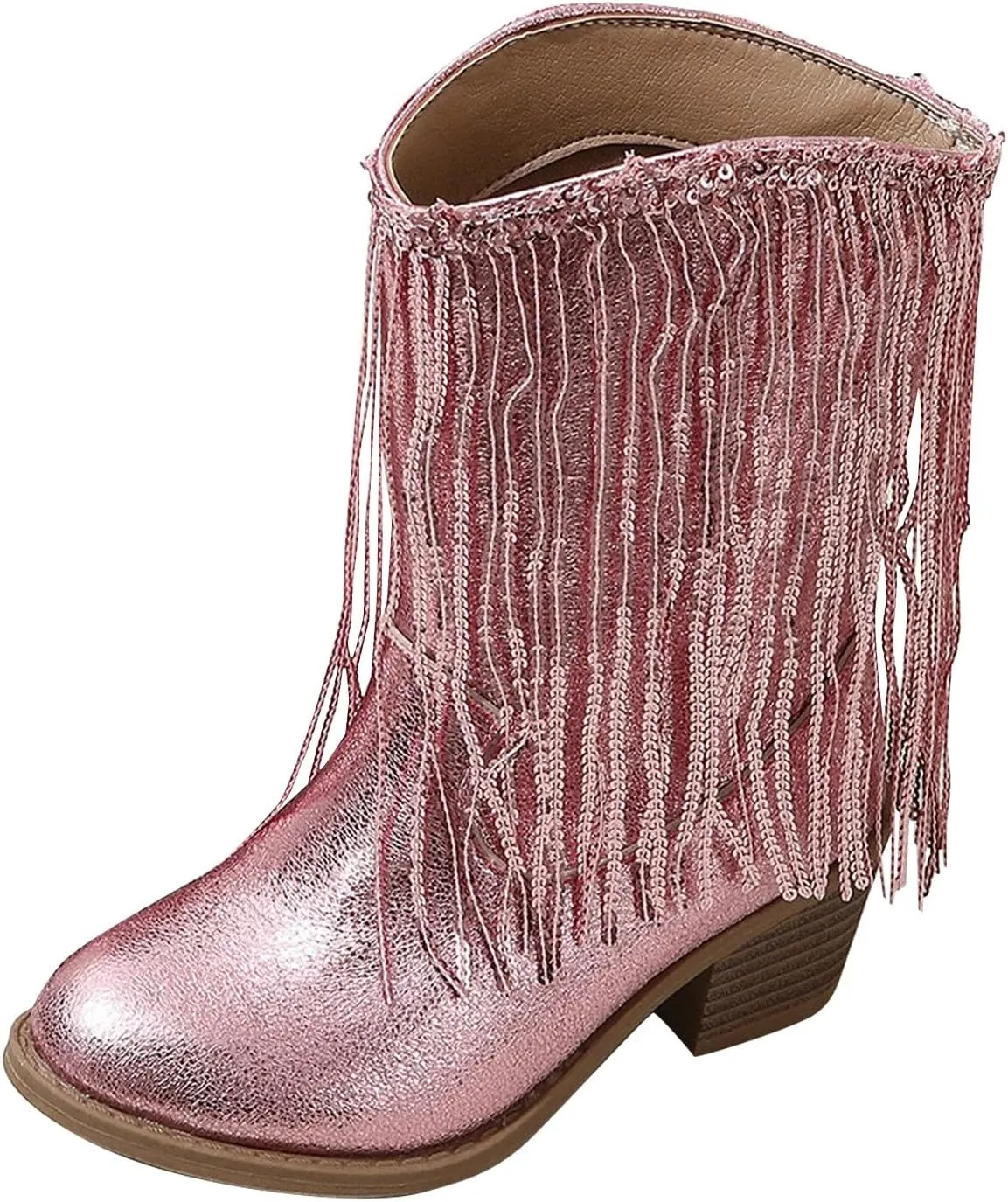 Cowboy Tassel Boots With Side Zipper For Kids Baby Toddler Girls aterproof occasins Flat Shoes Outdoor Slip On Shoes
