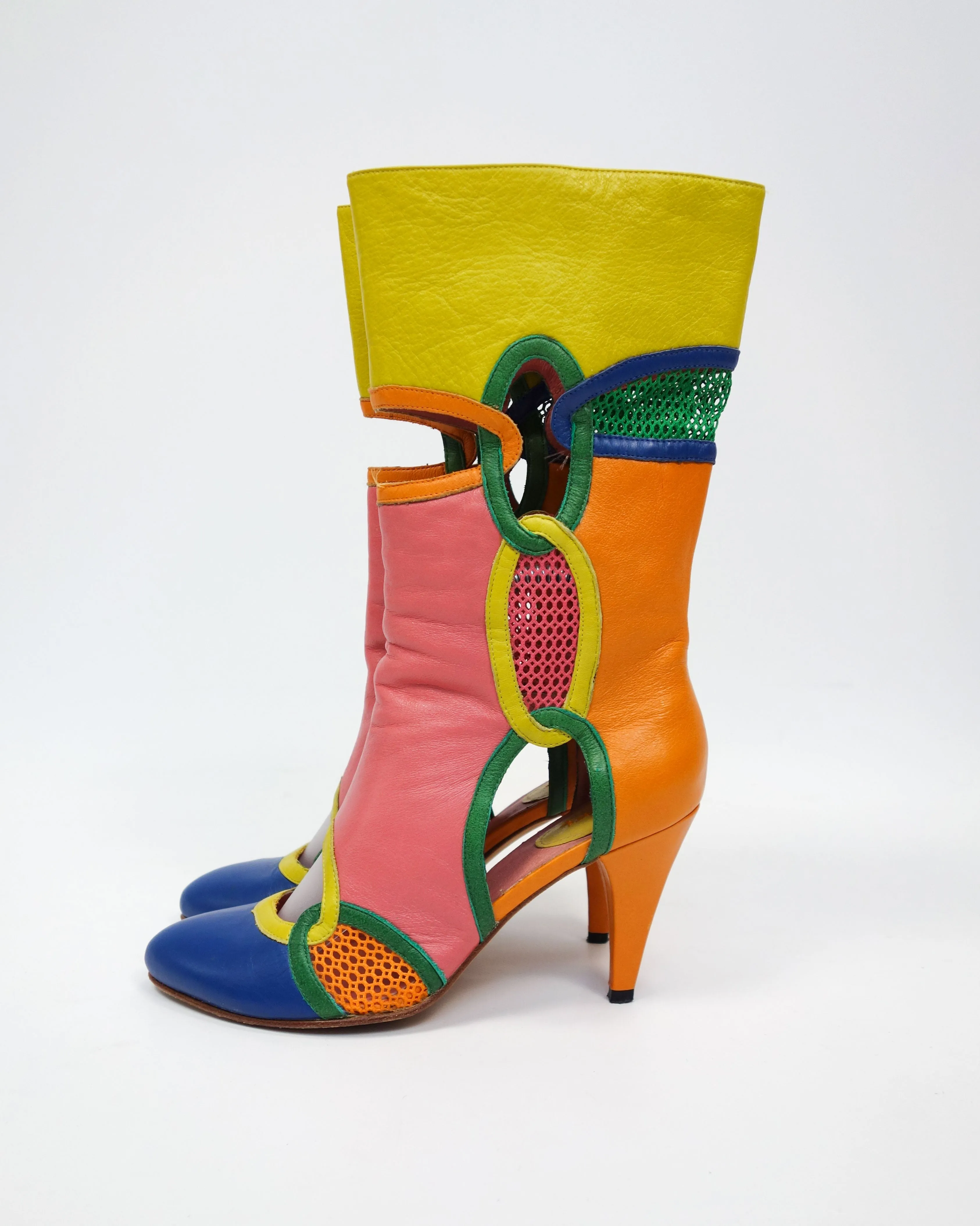 Vintage 1990s Multicolor Diesel High-Heeled Boots for Women