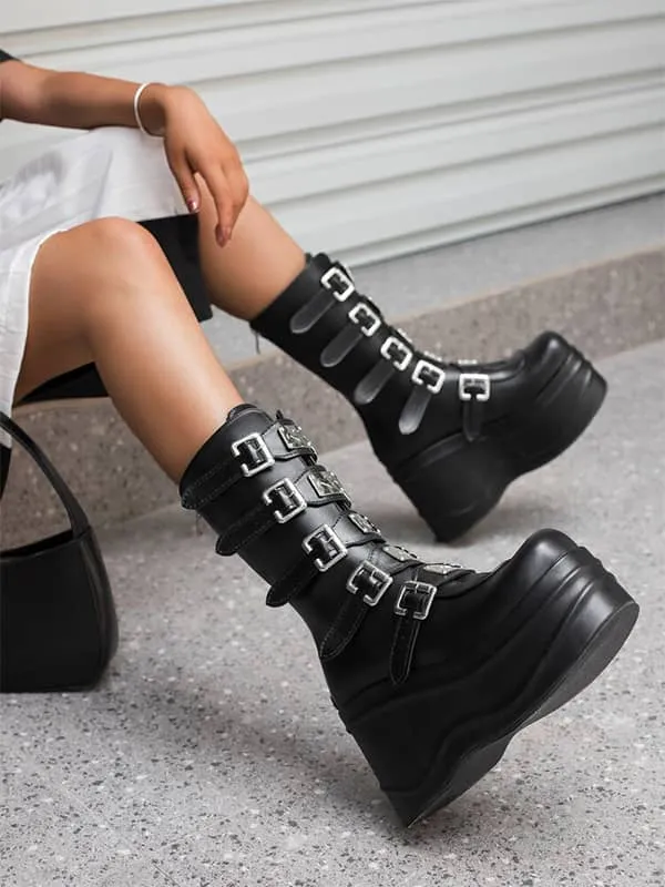 Fashion Buckles Platform&Boots