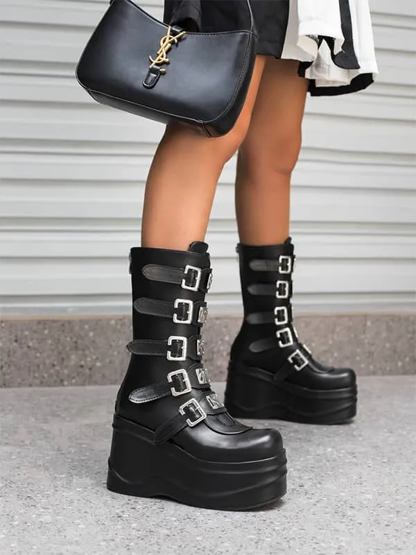Fashion Buckles Platform&Boots