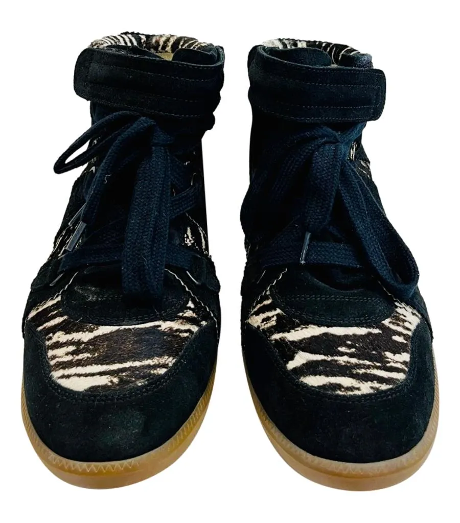Isabel Marant Pony Hair Seuede Wedge Sneakers. Size 41