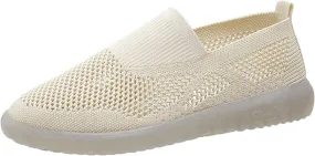 Ladies Fashion Solid Color Mesh Breathable Comfortable Flat Casual Shoes Casual Shoes for Men Suede (Beige, 6.5)