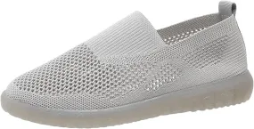 Ladies Fashion Solid Color Mesh Breathable Comfortable Flat Casual Shoes Casual Shoes for Men Suede (Grey, 8)