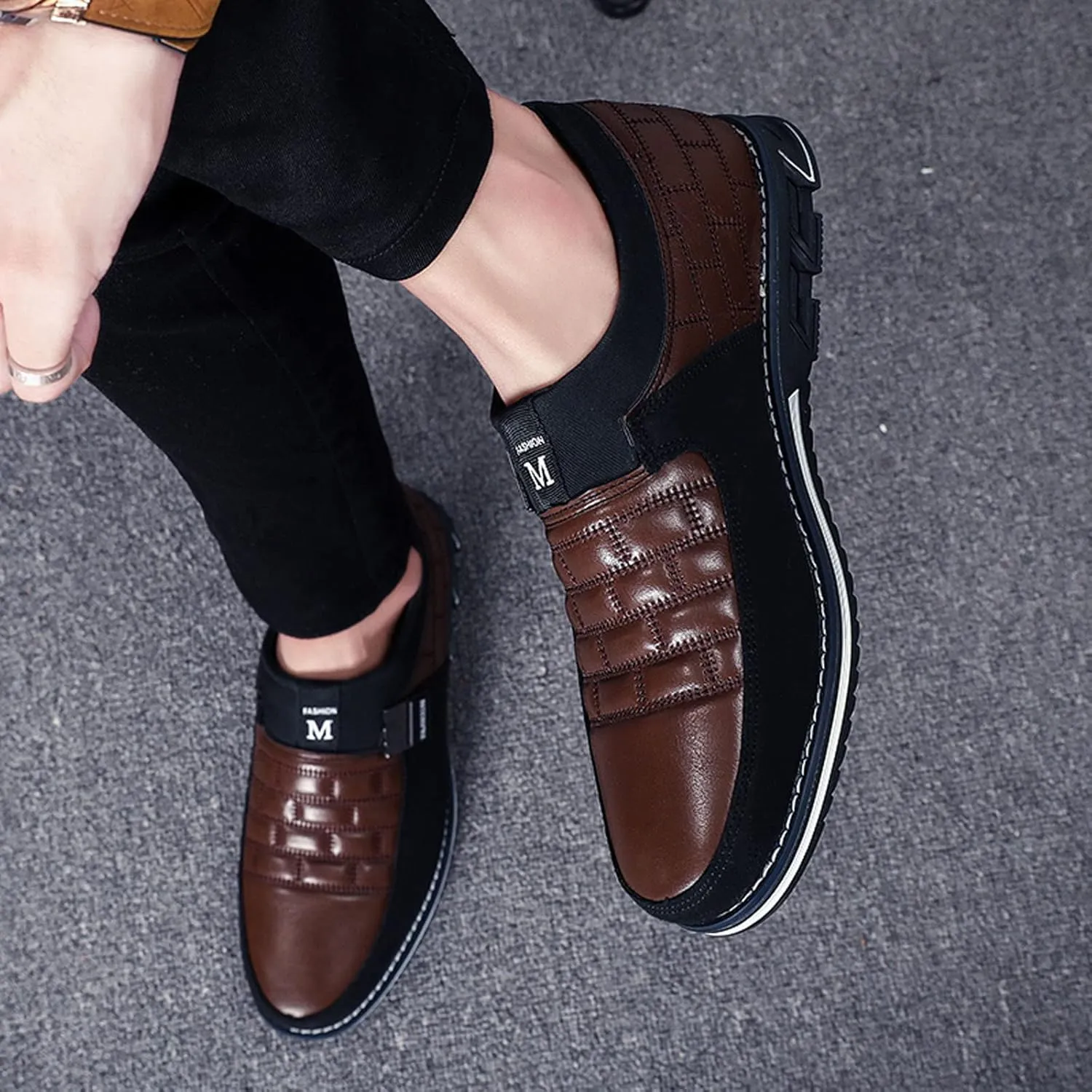Meidiastra Men Casual Shoes Fashion Walking Shoes Loafers Casual Business Leather Shoes Flat Driving Shoes Dress Sneakers for Male