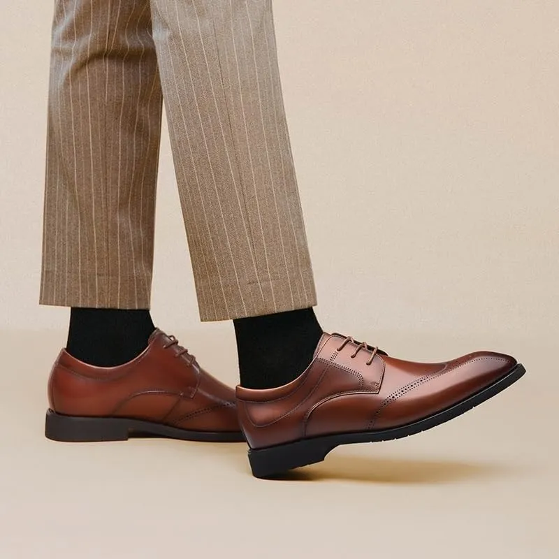 Men Dress Shoes, Handmade Brogue Style Party Leather Wedding Shoes Men Flats PU Leather Formal Shoes Breathable Business Loafers