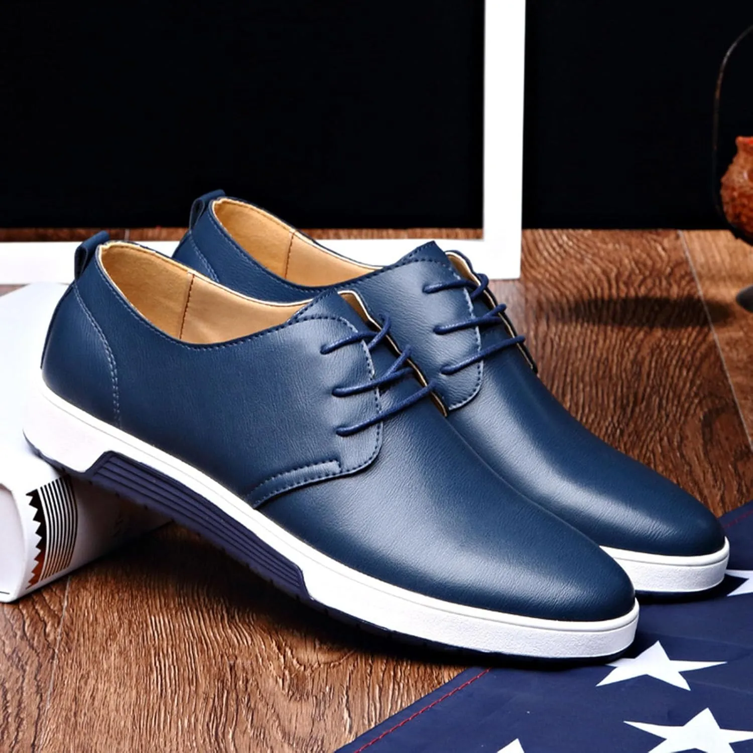 Men's Comfortable Casual Formal Oxford Shoes Business Formal Lace-up Casual Leather Shoes Fashionable Simple Style Casual Shoes