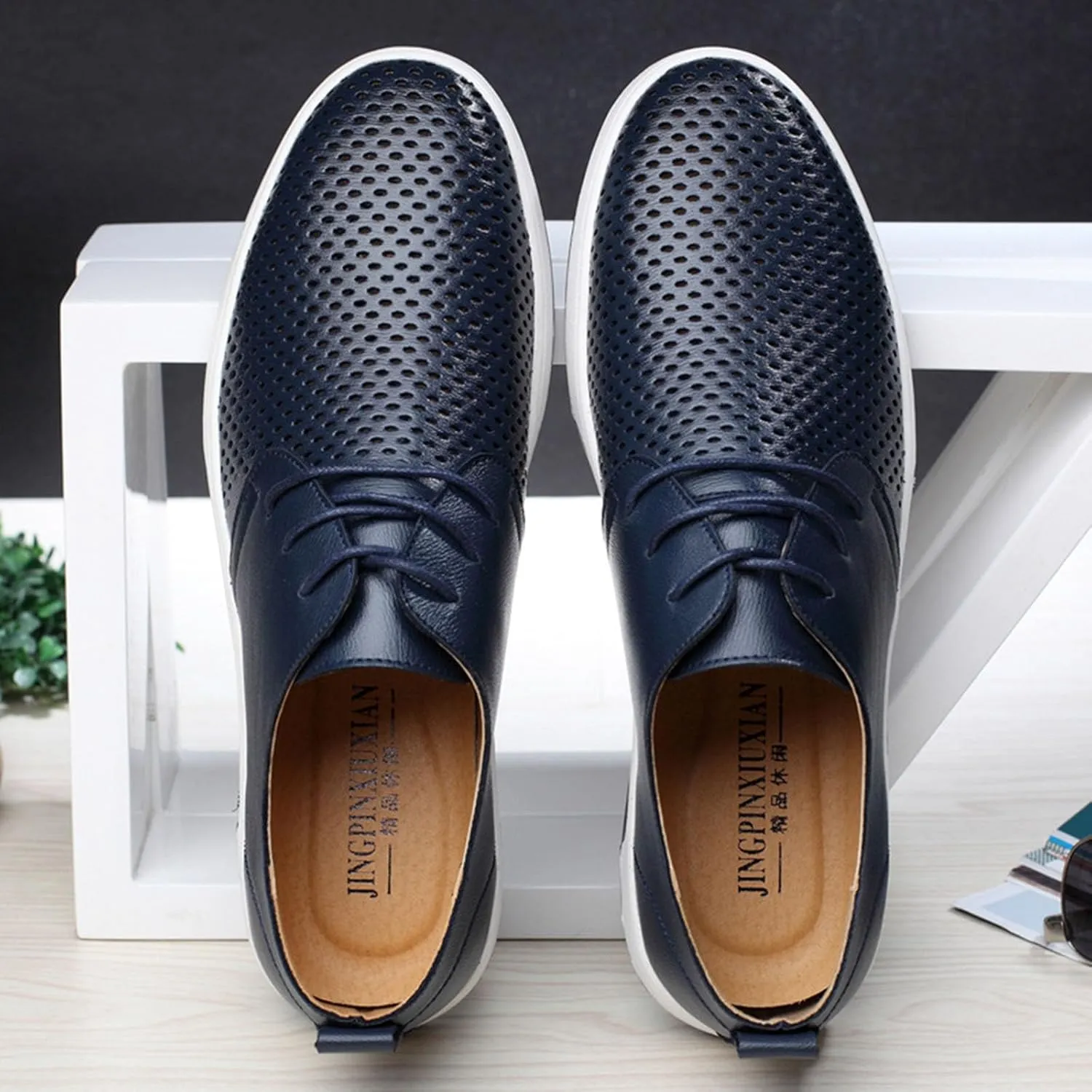 Men's Comfortable Casual Formal Oxford Shoes Business Formal Lace-up Casual Leather Shoes Fashionable Simple Style Casual Shoes