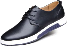 Men's Comfortable Casual Formal Oxford Shoes Business Formal Lace-up Casual Leather Shoes Fashionable Simple Style Casual Shoes