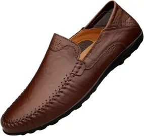 Mens Dress Shoes Cowhide Men's Business Casual Leather Shoes Comfortable dad Shoes Large Size Casual Shoes(Redbrown,43)