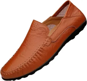 Mens Dress Shoes Cowhide Men's Business Casual Leather Shoes Comfortable dad Shoes Large Size Casual Shoes(Redbrown,43)