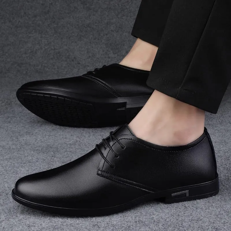 Men's Dress Shoes Men Patent Leather Formal Business Oxford Shoes Genuine Leather Pointed Toe Low Loafers Shoes for Men