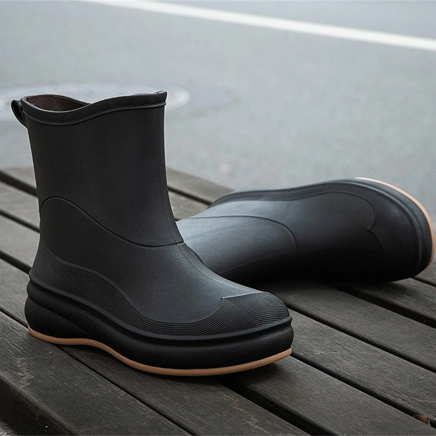 Mid Calf Rain Boots for Women Waterproof Garden Shoes Anti-Slip Rainboots Outdoor Work Rain Shoes