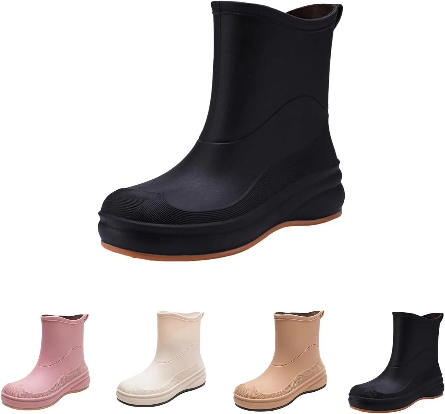Mid Calf Rain Boots for Women Waterproof Garden Shoes Anti-Slip Rainboots Outdoor Work Rain Shoes
