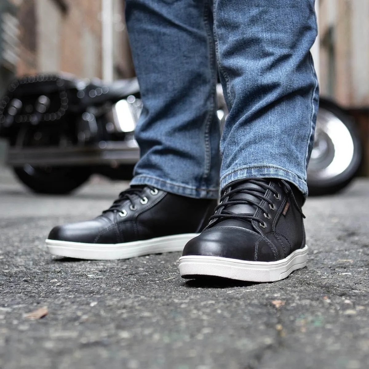 Milwaukee Leather Men's Motorcycle Reinforced Street Biker Casual Riding Shoes Leather Suede Canvas - 7