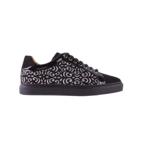 Mister 39697 Funes Men's Shoes Black Glitter Print / Patent / Suede Leather Casual Sneakers (MIS1022)