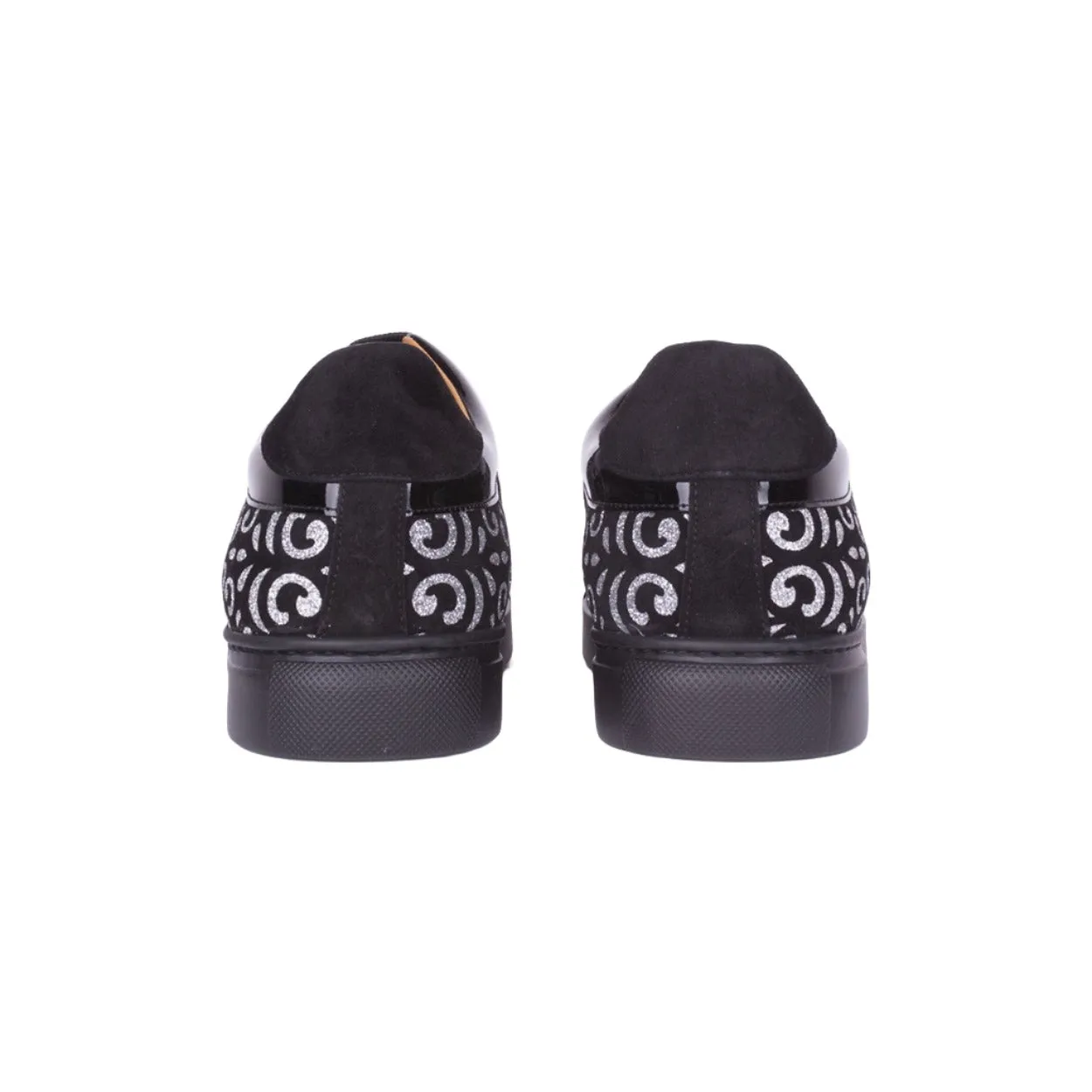 Mister 39697 Funes Men's Shoes Black Glitter Print / Patent / Suede Leather Casual Sneakers (MIS1022)