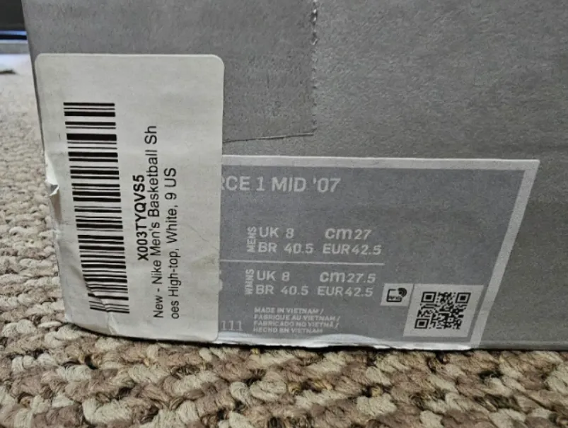 Nike 315121-115 Men AIR Force 1 HIGH '07 White/White size 9