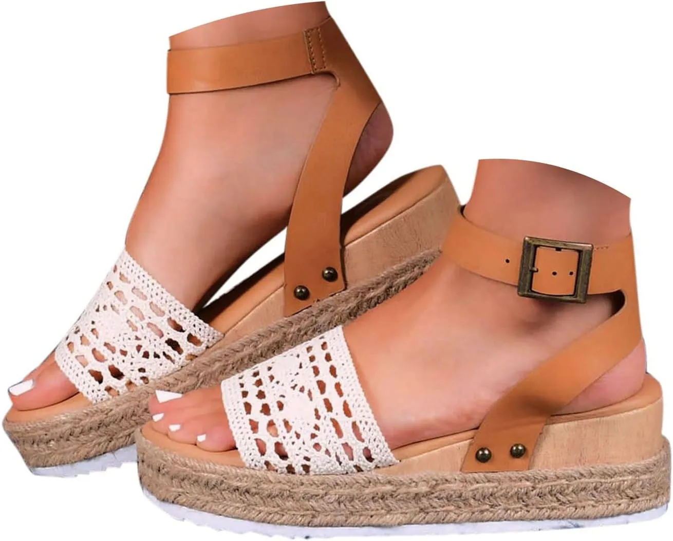 peqiut Orthopedic Wedge Sandals for Women Summer Women's Platform Wedges Heels Sandals Wedge Espadrilles Ankle Strap Sandals