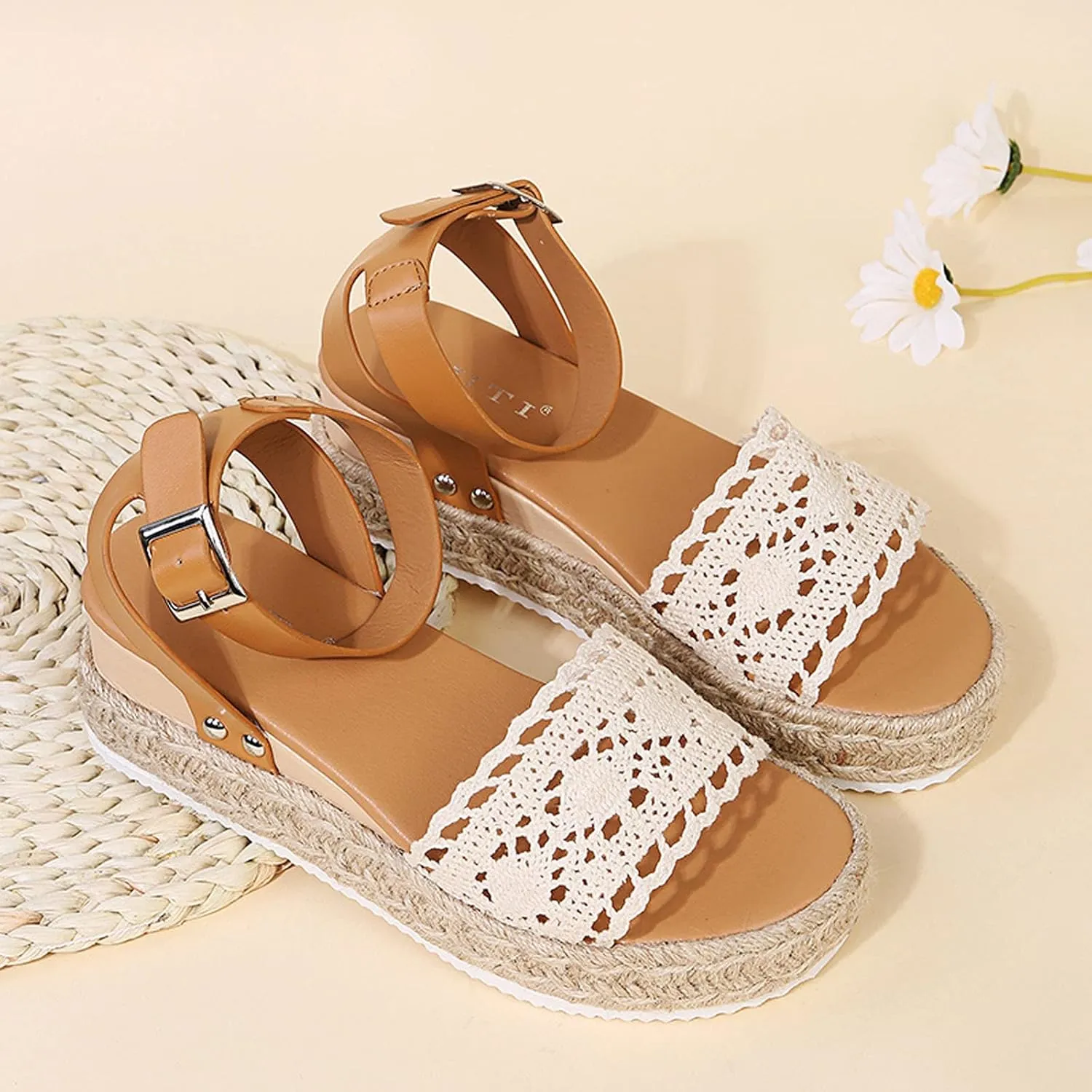peqiut Orthopedic Wedge Sandals for Women Summer Women's Platform Wedges Heels Sandals Wedge Espadrilles Ankle Strap Sandals