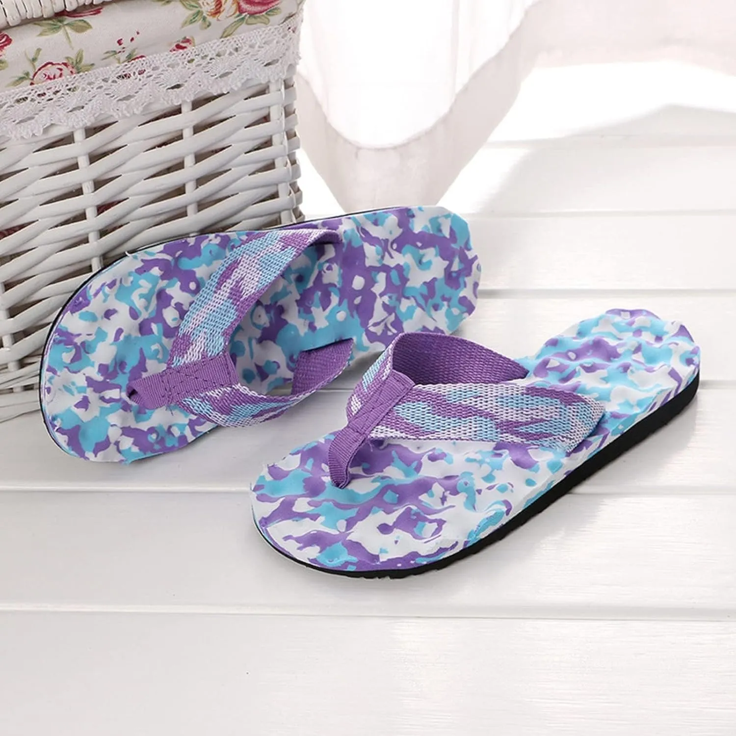 peqiut Sandals for Women Causal Bathroom Beach Slip On Slippers Flip Flops Flat Summer Womens Sandals